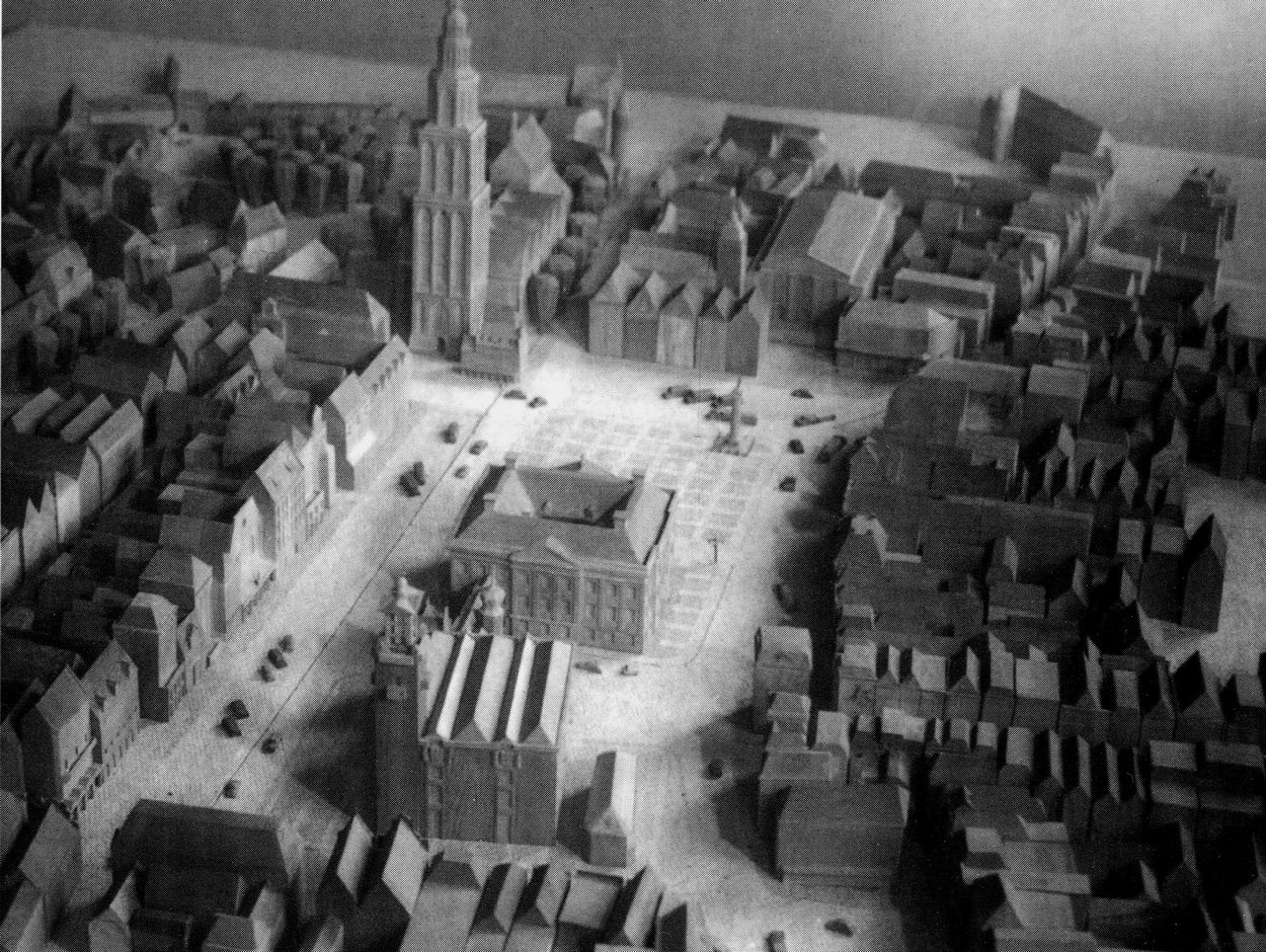 Maquette Cultuurcentrum in 1947 op de plek waar nu Forum Groningen staat. 